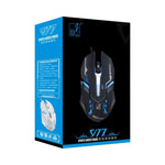 Chasing Leopard V17 เมาส์เกมออปติคอล USB แบบมีสาย ความละเอียด 2400 DPI ปรับได้ 4 ระดับ พร้อมไฟ LED แบบหายใจ ความยาวสาย: 1.45 ม., V17, V17 สีดำเจ็ท