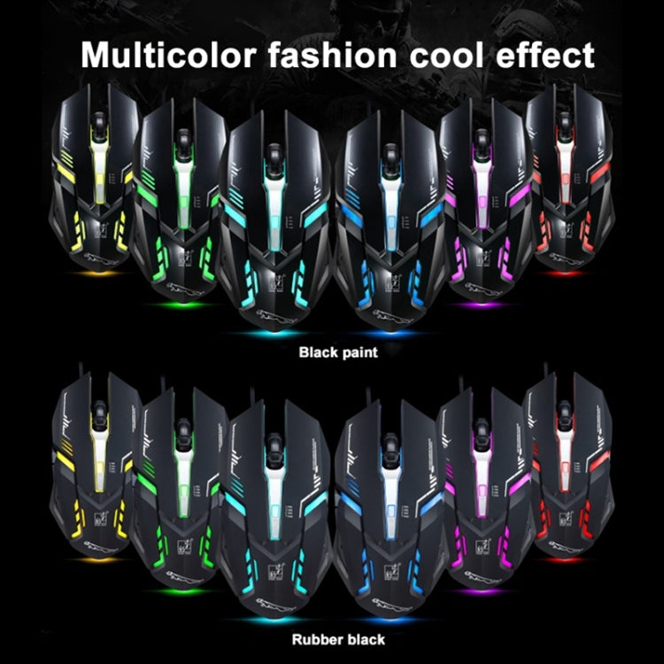 Chasing Leopard V17 เมาส์เกมออปติคอล USB แบบมีสาย ความละเอียด 2400 DPI ปรับได้ 4 ระดับ พร้อมไฟ LED แบบหายใจ ความยาวสาย: 1.45 ม., V17, V17 สีดำเจ็ท