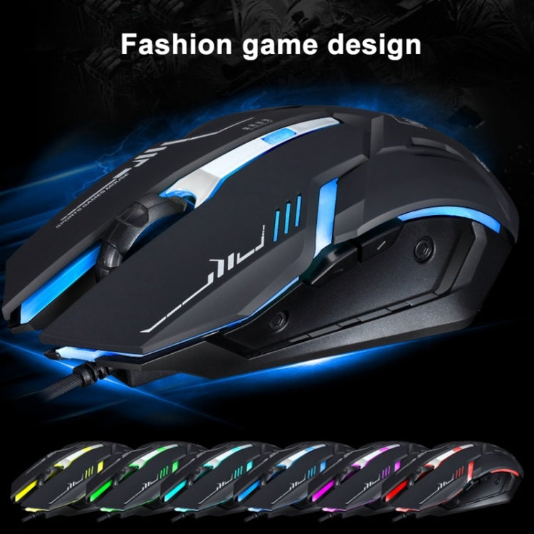 Chasing Leopard V17 เมาส์เกมออปติคอล USB แบบมีสาย ความละเอียด 2400 DPI ปรับได้ 4 ระดับ พร้อมไฟ LED แบบหายใจ ความยาวสาย: 1.45 ม., V17, V17 สีดำเจ็ท