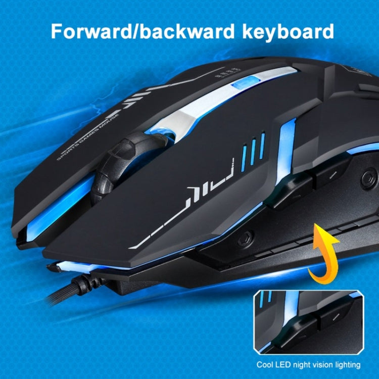 Chasing Leopard V17 เมาส์เกมออปติคอล USB แบบมีสาย ความละเอียด 2400 DPI ปรับได้ 4 ระดับ พร้อมไฟ LED แบบหายใจ ความยาวสาย: 1.45 ม., V17, V17 สีดำเจ็ท