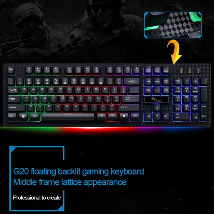 คีย์บอร์ดเกมมิ่ง ZGB G20 104 ปุ่ม USB แบบมีสาย สัมผัสเหมือนกลไก พร้อมไฟเรืองแสง