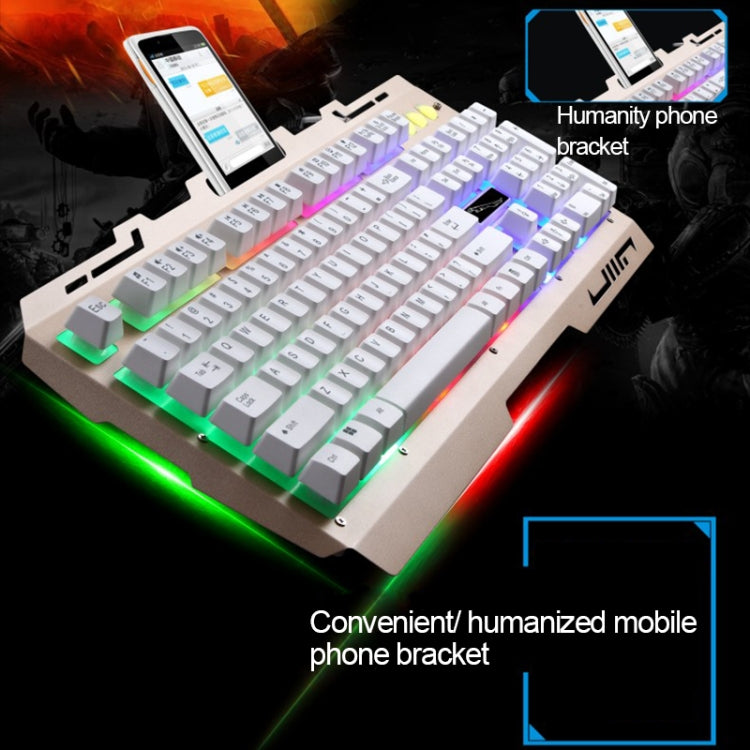 คีย์บอร์ดเกมมิ่ง ZGB G700 104 ปุ่ม USB แบบมีสาย สัมผัสเหมือนกลไก แผงโลหะแขวน พร้อมที่วางโทรศัพท์