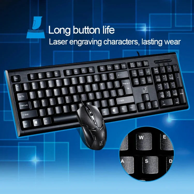 ชุดคีย์บอร์ดเกมมิ่งมืออาชีพลายตาราง Chasing Leopard Q9 1600 DPI พร้อมเมาส์ออปติคอล