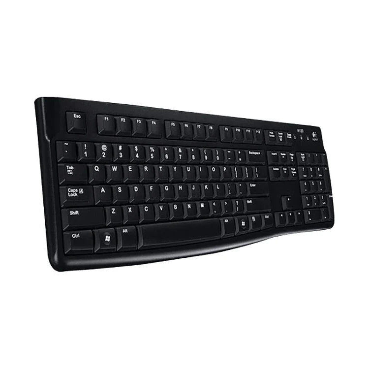 คีย์บอร์ดแบบมีสายกันน้ำกระเซ็น Logitech K120 USB สำหรับคอมพิวเตอร์ตั้งโต๊ะ/แล็ปท็อป, Logitech K120