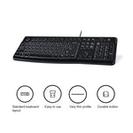 คีย์บอร์ดแบบมีสายกันน้ำกระเซ็น Logitech K120 USB สำหรับคอมพิวเตอร์ตั้งโต๊ะ/แล็ปท็อป, Logitech K120