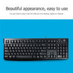 คีย์บอร์ดแบบมีสายกันน้ำกระเซ็น Logitech K120 USB สำหรับคอมพิวเตอร์ตั้งโต๊ะ/แล็ปท็อป, Logitech K120