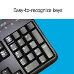 คีย์บอร์ดแบบมีสายกันน้ำกระเซ็น Logitech K120 USB สำหรับคอมพิวเตอร์ตั้งโต๊ะ/แล็ปท็อป, Logitech K120