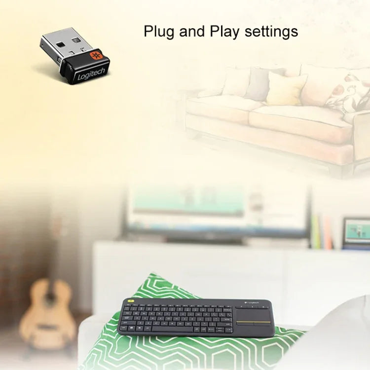 คีย์บอร์ดทัชคอนโทรลไร้สาย Logitech K400 Plus 2.4GHz ระยะไร้สาย: 10 เมตร, Logitech K400 Plus