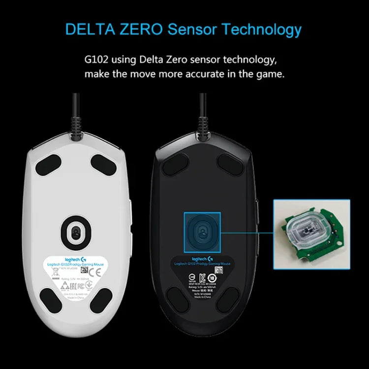 เมาส์เกมมิ่งออปติคอลแบบมีสาย Logitech G102 6 ปุ่ม ไฟ RGB 6000DPI ปรับความเร็วได้ 5 ระดับ ความยาวสาย: 2 เมตร, G102, G102 (สีขาว)