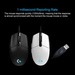 เมาส์เกมมิ่งออปติคอลแบบมีสาย Logitech G102 6 ปุ่ม ไฟ RGB 6000DPI ปรับความเร็วได้ 5 ระดับ ความยาวสาย: 2 เมตร, G102, G102 (สีขาว)