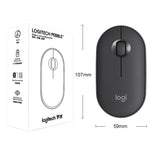 เมาส์ออปติคอลไร้สายบลูทูธ Logitech Pebble รูปก้อนหินบาง 3 ปุ่ม 1000DPI เงียบ ระยะไร้สาย: 10 เมตร