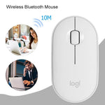 เมาส์ออปติคอลไร้สายบลูทูธ Logitech Pebble รูปก้อนหินบาง 3 ปุ่ม 1000DPI เงียบ ระยะไร้สาย: 10 เมตร