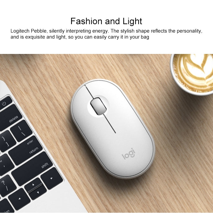 เมาส์ออปติคอลไร้สายบลูทูธ Logitech Pebble รูปก้อนหินบาง 3 ปุ่ม 1000DPI เงียบ ระยะไร้สาย: 10 เมตร