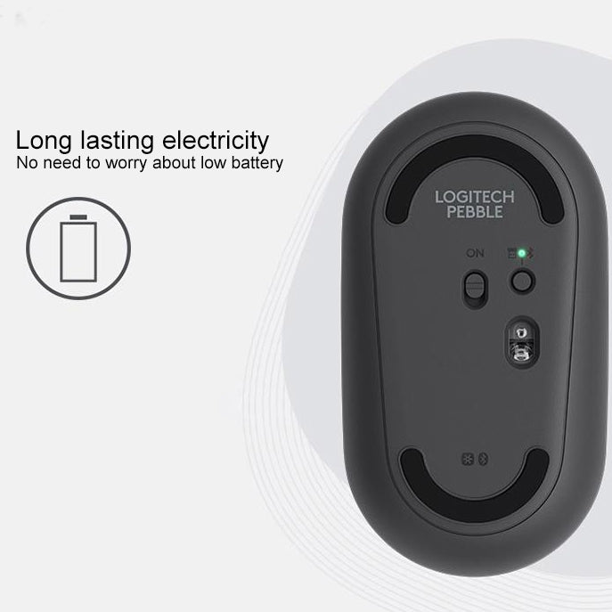 เมาส์ออปติคอลไร้สายบลูทูธ Logitech Pebble รูปก้อนหินบาง 3 ปุ่ม 1000DPI เงียบ ระยะไร้สาย: 10 เมตร
