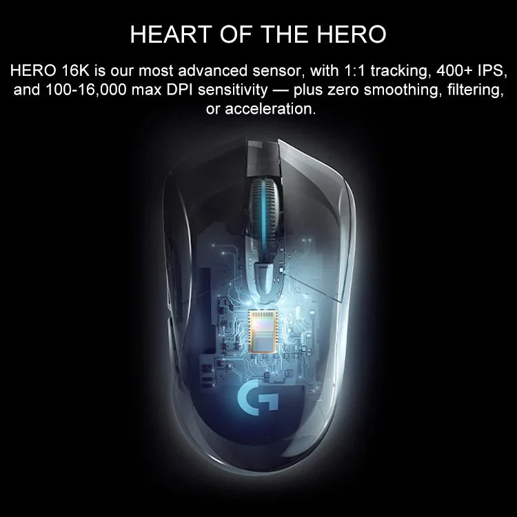เมาส์เกมไร้สาย Logitech G703 LIGHTSPEED 16000 DPI ปุ่มโปรแกรมได้ 6 ปุ่ม เซ็นเซอร์ HERO 16K ไฟหลัง RGB