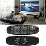 C120 เมาส์แอร์พร้อมแป้นพิมพ์ไร้สาย 2.4GHz พร้อมไฟแบ็คไลท์ ควบคุมระยะไกลแบบ 3D Gyroscope สำหรับ PC, Android TV Box / สมาร์ททีวี, อุปกรณ์เกม