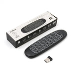 C120 เมาส์แอร์พร้อมแป้นพิมพ์ไร้สาย 2.4GHz พร้อมไฟแบ็คไลท์ ควบคุมระยะไกลแบบ 3D Gyroscope สำหรับ PC, Android TV Box / สมาร์ททีวี, อุปกรณ์เกม