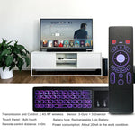 T6 เมาส์แอร์รุ่นไฟสีสันสดใส 2.4GHz พร้อมแป้นพิมพ์ไร้สาย ควบคุมระยะไกลพร้อมทัชแพดและการเรียนรู้ IR สำหรับ PC, Android TV Box / สมาร์ททีวี, อุปกรณ์มัลติมีเดีย รุ่น T6