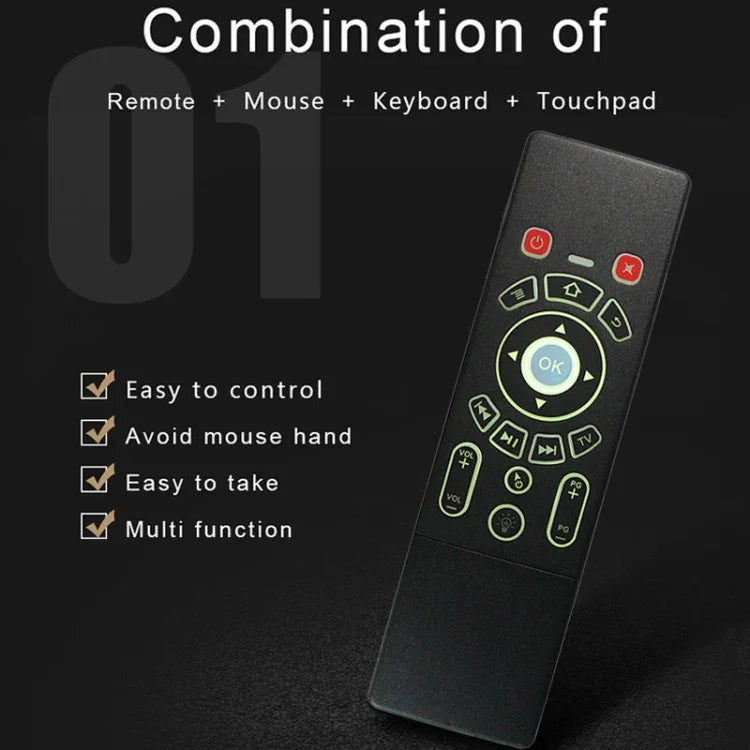 T6 เมาส์แอร์รุ่นไฟสีสันสดใส 2.4GHz พร้อมแป้นพิมพ์ไร้สาย ควบคุมระยะไกลพร้อมทัชแพดและการเรียนรู้ IR สำหรับ PC, Android TV Box / สมาร์ททีวี, อุปกรณ์มัลติมีเดีย รุ่น T6