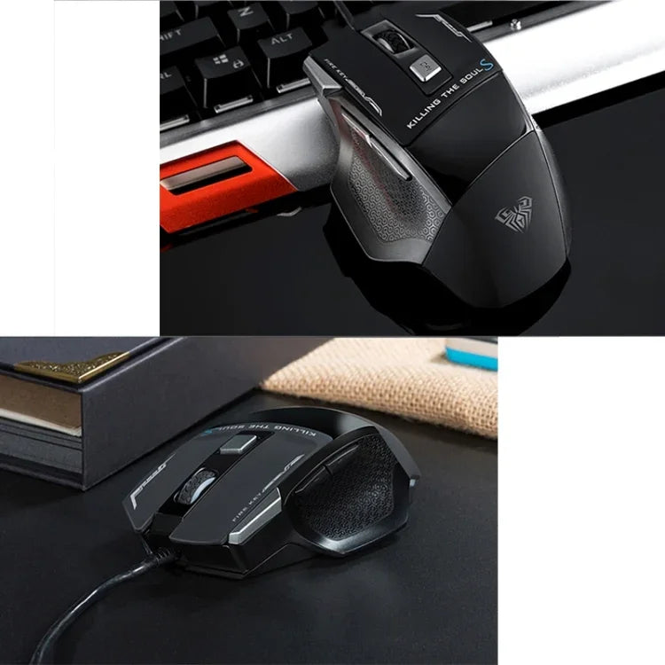 เมาส์เกมมีสาย USB AULA ซีรีส์ SoulKiller II ไฟสีสัน 7D ความละเอียดสูงสุด 3500 DPI, SoulKiller II(B)