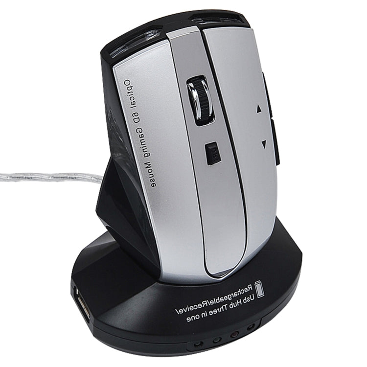 เมาส์ออปติคอลไร้สายชาร์จได้ MZ-011 2.4GHz 1600DPI พร้อมฟังก์ชัน HUB, สีดำ, ดำเงิน, ขาว + น้ำเงินรอยัล, ขาวมุก, น้ำเงิน, เงิน