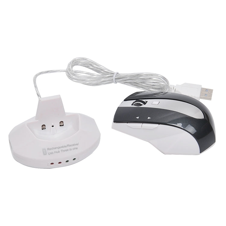 เมาส์ออปติคอลไร้สายชาร์จได้ MZ-011 2.4GHz 1600DPI พร้อมฟังก์ชัน HUB, สีดำ, ดำเงิน, ขาว + น้ำเงินรอยัล, ขาวมุก, น้ำเงิน, เงิน