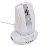 เมาส์ออปติคอลไร้สายชาร์จได้ MZ-011 2.4GHz 1600DPI พร้อมฟังก์ชัน HUB, สีดำ, ดำเงิน, ขาว + น้ำเงินรอยัล, ขาวมุก, น้ำเงิน, เงิน