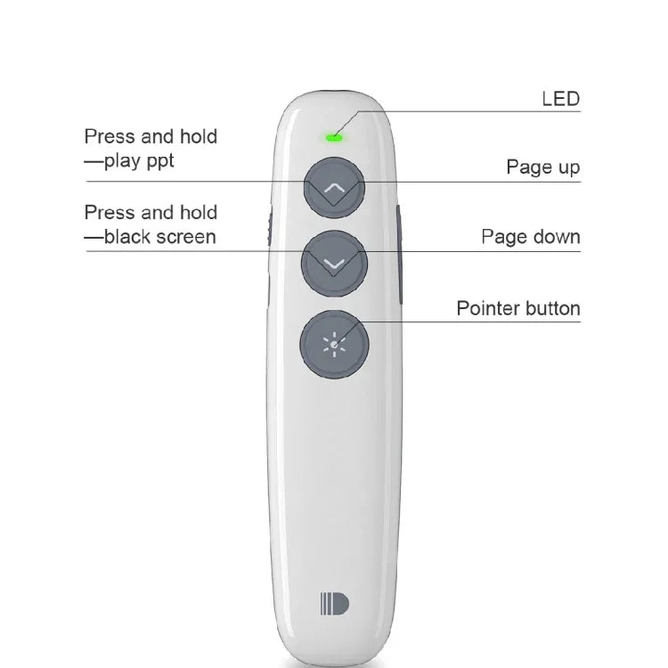 Doosl DSIT007 ปากการีโมทไร้สายชาร์จไฟได้สำหรับการนำเสนอ Powerpoint 2.4GHz ระยะควบคุม: 10m (สีขาว), DSIT007