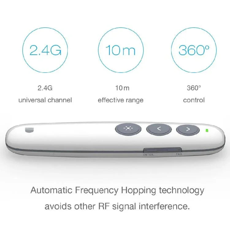 Doosl DSIT007 ปากการีโมทไร้สายชาร์จไฟได้สำหรับการนำเสนอ Powerpoint 2.4GHz ระยะควบคุม: 10m (สีขาว), DSIT007