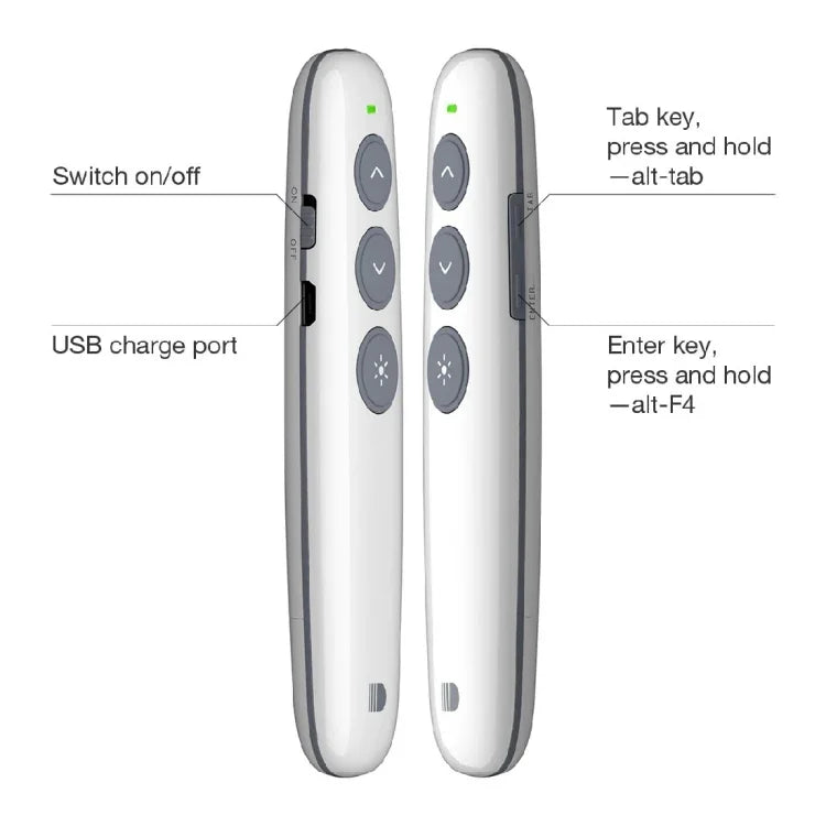 Doosl DSIT007 ปากการีโมทไร้สายชาร์จไฟได้สำหรับการนำเสนอ Powerpoint 2.4GHz ระยะควบคุม: 10m (สีขาว), DSIT007