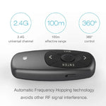 Doosl DSIT011 รีโมทควบคุมการนำเสนอ PowerPoint ขนาดเล็กชาร์จไฟได้ 2.4GHz ระยะควบคุม: 100m (สีดำ)