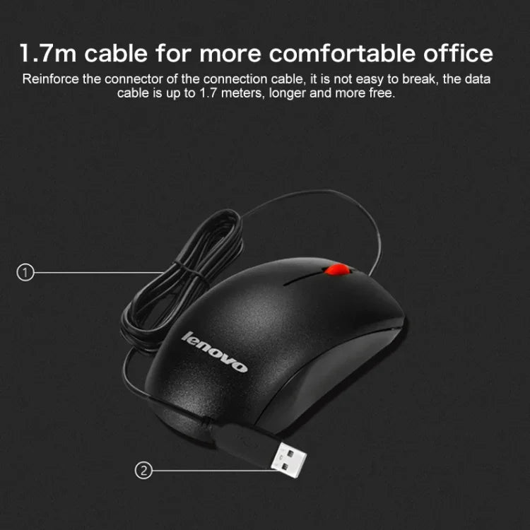เมาส์มีสาย Lenovo M120 Pro ดีไซน์แฟชั่นสำนักงาน สีแดง, เมาส์มีสาย M120 Pro
