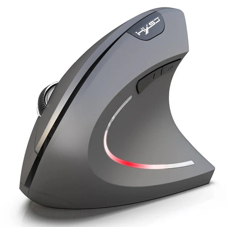 HXSJ T29 เมาส์แนวตั้งไร้สาย Bluetooth 3.0 6 ปุ่ม 2400 DPI ปรับได้ ดีไซน์ตามหลักสรีรศาสตร์, สีเทา T29