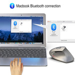 HXSJ T29 เมาส์แนวตั้งไร้สาย Bluetooth 3.0 6 ปุ่ม 2400 DPI ปรับได้ ดีไซน์ตามหลักสรีรศาสตร์, สีเทา T29