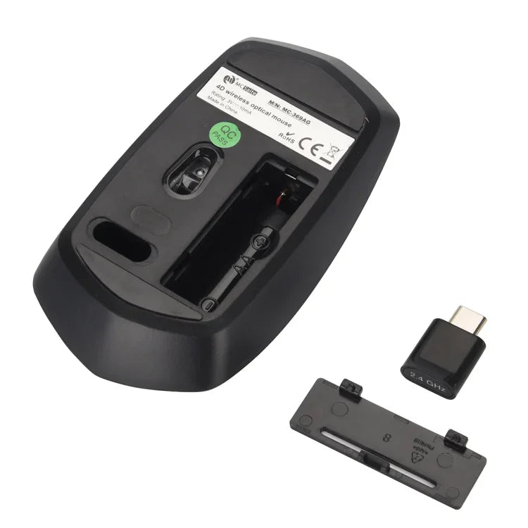 เมาส์ออปติคอลไร้สาย MCSaite MC-369AG USB-C / Type-C 1600DPI ปรับความเร็วได้ 3 ระดับ 4 ปุ่ม