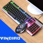 ชุดคีย์บอร์ดไฟ RGB พร้อมเมาส์ออปติคอลไร้เสียง YINDIAO K002 แบบมีสาย สัมผัสเหมือนเครื่องกล, ไฟ RGB / ไร้เสียง / สีดำ, ไฟ RGB / สีขาว