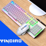 ชุดคีย์บอร์ดไฟ RGB พร้อมเมาส์ออปติคอลไร้เสียง YINDIAO K002 แบบมีสาย สัมผัสเหมือนเครื่องกล, ไฟ RGB / ไร้เสียง / สีดำ, ไฟ RGB / สีขาว