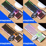 ชุดคีย์บอร์ดไฟ RGB พร้อมเมาส์ออปติคอลไร้เสียง YINDIAO K002 แบบมีสาย สัมผัสเหมือนเครื่องกล, ไฟ RGB / ไร้เสียง / สีดำ, ไฟ RGB / สีขาว