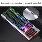 ชุดคีย์บอร์ดไฟ RGB พร้อมเมาส์ออปติคอลไร้เสียง YINDIAO K002 แบบมีสาย สัมผัสเหมือนเครื่องกล, ไฟ RGB / ไร้เสียง / สีดำ, ไฟ RGB / สีขาว