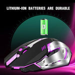 เมาส์เกมมิ่งออปติคอลไร้สายชาร์จได้ HXSJ M10 2.4GHz 6 ปุ่ม ไฟสีสันสดใส 2400DPI สำหรับคอมพิวเตอร์ตั้งโต๊ะ, M10