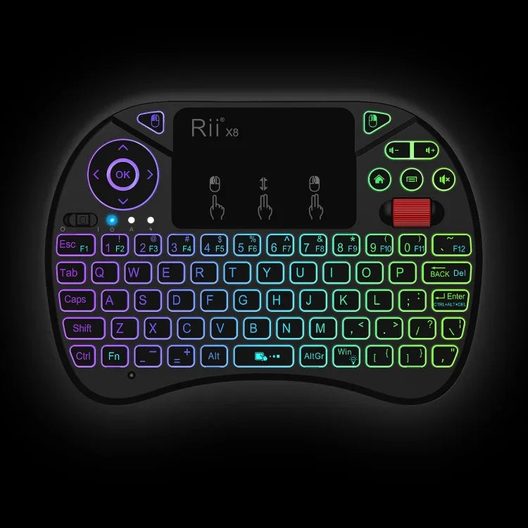 คอมโบทัชแพดขนาด 2.5 นิ้ว พร้อมไฟแบ็คไลท์ (สีดำ), Rii X8