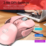 เมาส์ไร้สายปรับโหมด 3 ระดับ HXSJ T37 2.4GHz 1600dpi แบบเงียบ สีชมพู T37