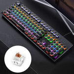 คีย์บอร์ดเกมมิ่งมีสาย USB YINDIAO Electroplating Punk Mixed Light แบบกลไก สวิตช์ชา สีดำ Electroplating Punk, สวิตช์ชา (สีดำ)