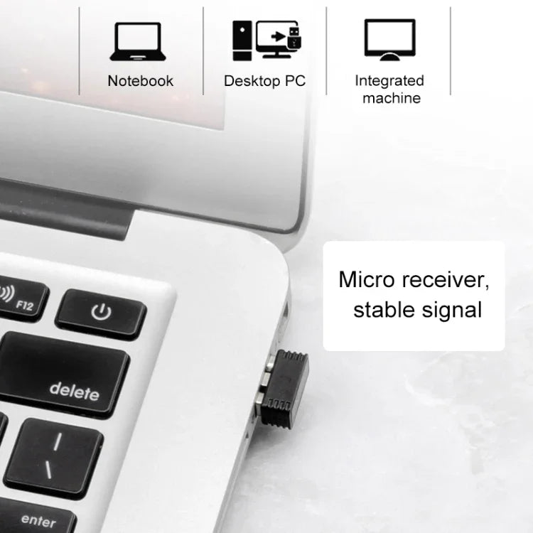 เมาส์เกมมิ่งไร้สายแบบเงียบ ET X-08 7 ปุ่ม 2400DPI 2.4G พร้อมตัวรับ USB และไฟหลังสีสันสดใส
