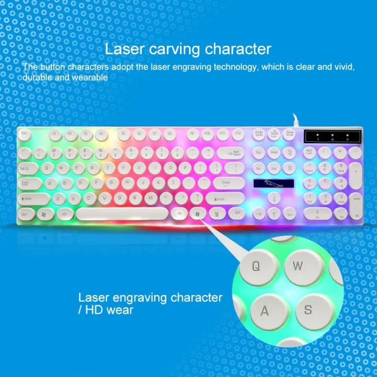 คีย์บอร์ดมีสาย Chasing Leopard G21 USB 104 ปุ่ม กันน้ำ ปุ่มลอยทรงกลมสไตล์พังค์ พร้อมไฟหลังสีสันสดใส ความยาว: 1.3m
