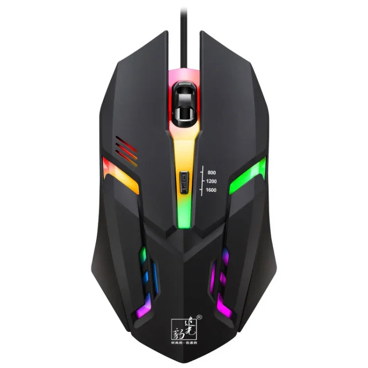 เมาส์เกมมิ่งมีสาย Chasing Leopard K2 USB พร้อมไฟ LED 1600DPI ปรับความเร็วได้ 3 ระดับ ความยาว: 1.3m, รุ่น K2