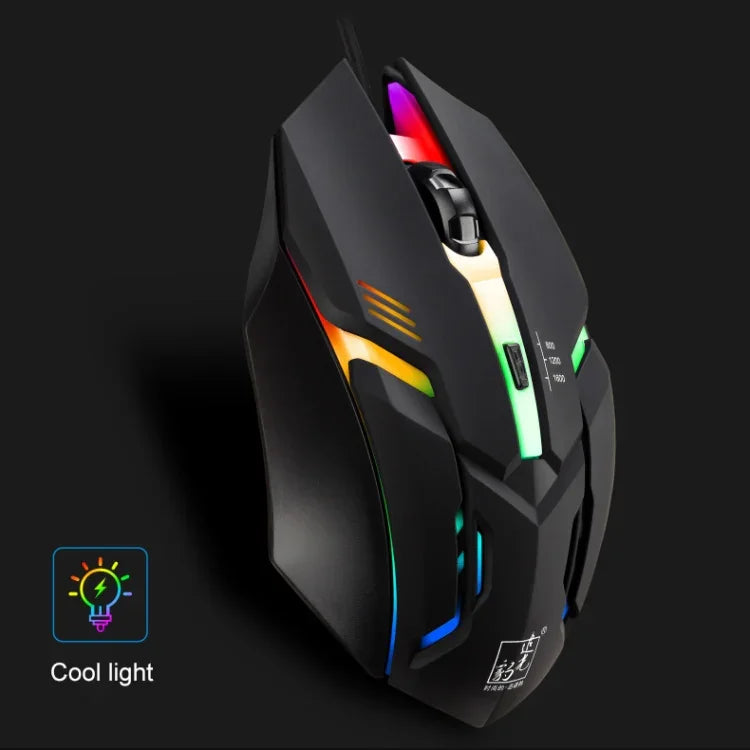 เมาส์เกมมิ่งมีสาย Chasing Leopard K2 USB พร้อมไฟ LED 1600DPI ปรับความเร็วได้ 3 ระดับ ความยาว: 1.3m, รุ่น K2