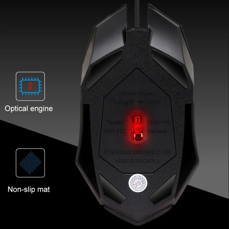 เมาส์เกมมิ่งมีสาย Chasing Leopard K2 USB พร้อมไฟ LED 1600DPI ปรับความเร็วได้ 3 ระดับ ความยาว: 1.3m, รุ่น K2