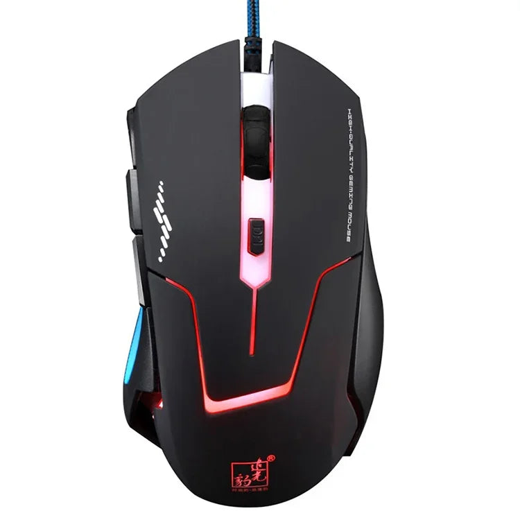 เมาส์เกมมิ่งมีสาย Chasing Leopard T7 USB 6 ปุ่ม 2400DPI ปรับความเร็วได้ 3 ระดับ พร้อมไฟหลังและน้ำหนักในตัว ความยาว: 1.8m, รุ่น T7