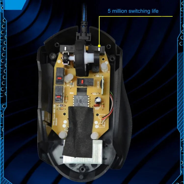 เมาส์เกมมิ่งมีสาย Chasing Leopard T7 USB 6 ปุ่ม 2400DPI ปรับความเร็วได้ 3 ระดับ พร้อมไฟหลังและน้ำหนักในตัว ความยาว: 1.8m, รุ่น T7
